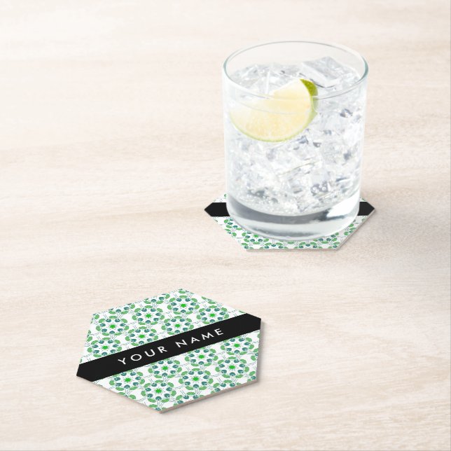 Porta-copo De Papel Padrão Folha, Folhas Verdes, Seu Nome (Insitu)