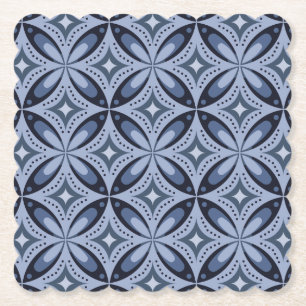 Porta-copo De Papel Padrão Geométrico Azul Estilo Retro