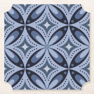 Porta-copo De Papel Padrão Geométrico Azul Estilo Retro