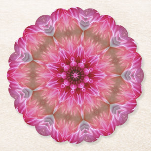 Porta-copo De Papel Padrão Geométrico de Flor Cor-de-Rosa Mandala - 67