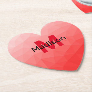 Porta-copo De Papel Padrão geométrico do gradiente vermelho Monograma