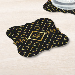 Porta-copo De Papel Padrão Geométrico FAUX Dourado com Monograma em PR