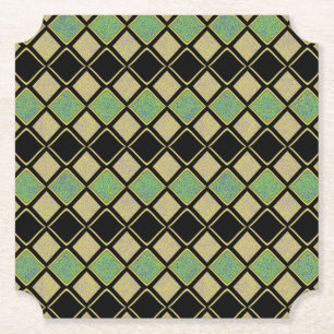 Porta-copo De Papel Padrão Harlequim em Dourado, Verde e Preto