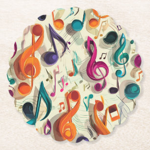 Porta-copo De Papel Padrão Musical Colorido
