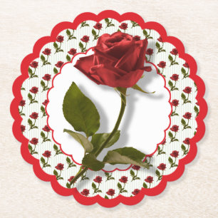 Porta-copo De Papel Padrão Rosa vermelha - Fotografia Floral - Escalo