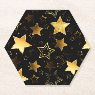 Porta-copo De Papel Padrão sem costura com estrelas de Ouro