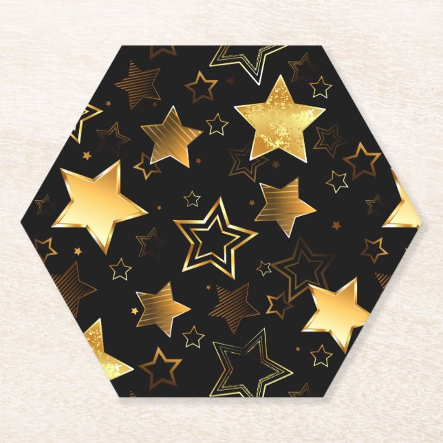 Porta-copo De Papel Padrão sem costura com estrelas de Ouro (Frente)
