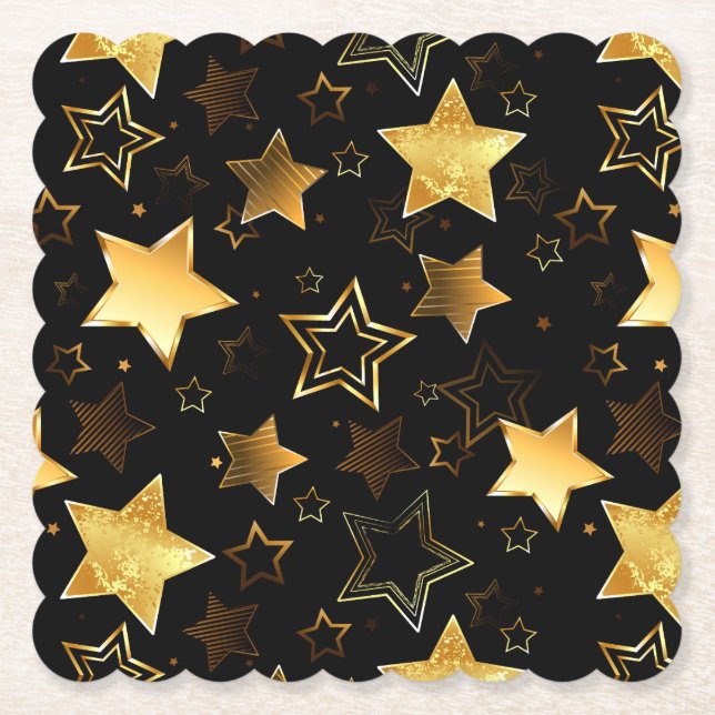 Porta-copo De Papel Padrão sem costura com estrelas de Ouro (Frente)