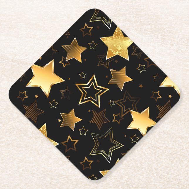 Porta-copo De Papel Padrão sem costura com estrelas de Ouro (Frente)