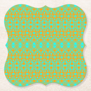 Porta-copo De Papel Padrão Verde Brilhante e Laranja
