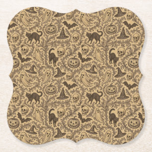 Porta-copo De Papel Padrão vintage de Halloween vitoriano com fantasma