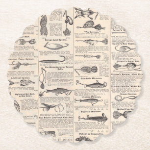 Porta-copo De Papel Página do Catálogo de Iscas de Pesca Antigas Impre