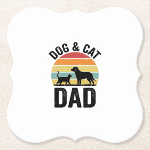 Porta-copo De Papel Pai de Cachorro e Gato Camisa Vintage de Design de