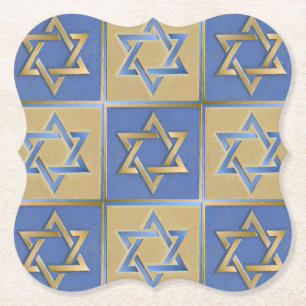 Porta-copo De Papel Painéis de Arte Estrela de Davi Azul Dourado
