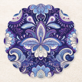 Porta-copo De Papel Paisley Royal Blue Coaster
