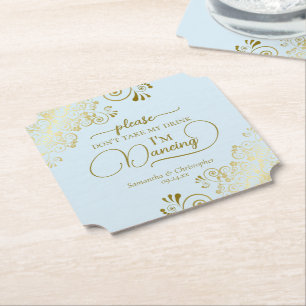 Porta-copo De Papel Pale Azul e Dourado Não tome meu Casamento de Bebi