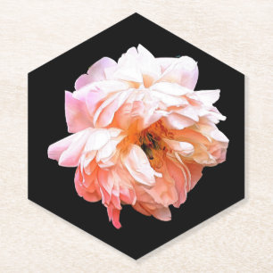Porta-copo De Papel Pale Peach Peony em Preto