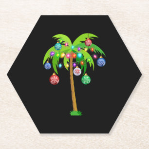Porta-copo De Papel Palm Tree Christmas Luz Engraçada Praia Verão