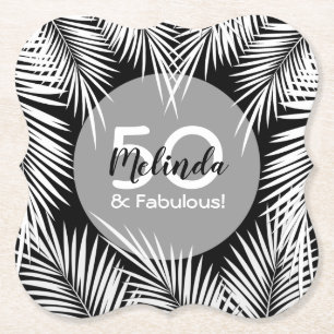 Porta-copo De Papel Palmas no Aniversário Tropical Negro