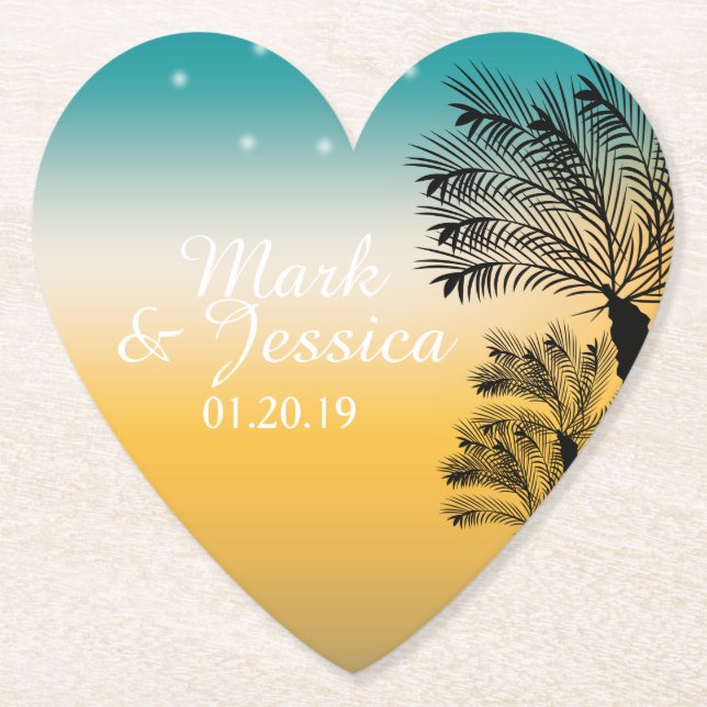 Porta-copo De Papel Palmas Tropicais de Praia Amarelo Amarelo Moderno (Frente)