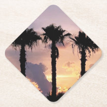 Palmeiras ao Pôr do Sol Coasters para Copos