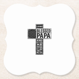 Porta-copo De Papel Papai abençoado Cruz Cristã Tipografia Vintage De