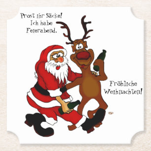 Porta-copo De Papel Papai Noel com alce - Feliz Natal