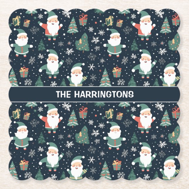 Porta-copo De Papel Papais noeis de Natal de Nome Personalizado (Frente)
