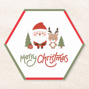 Porta-copo De Papel Papais noeis e renas de Natal bonitos