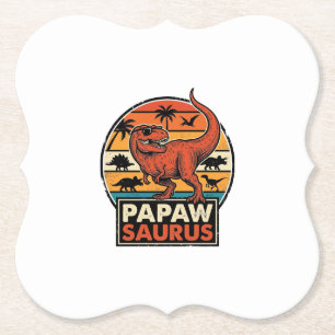 Porta-copo De Papel PapaiSaurs Retro Dinossauro Pôr do Sol Design Veto