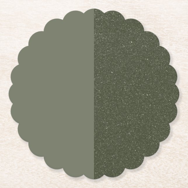 Porta-copo De Papel Papel Coaster Moderno Verde Musgo Split – Personal (Frente)