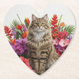 Porta-copo De Papel Papel de Cervejeira de Coração de Gato Tropical De