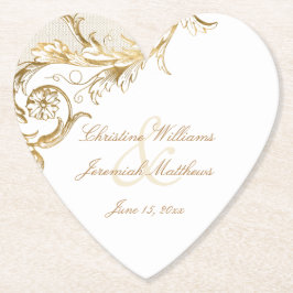 Porta-copo De Papel Papel de Parede Floral Dourado Vintage com Letra B