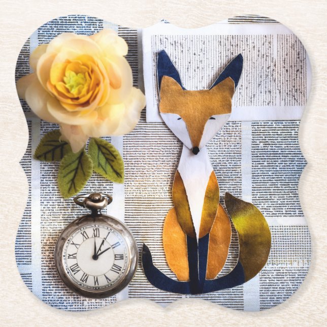 Porta-copo De Papel Paper Fox Coaster (Frente)