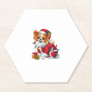 Porta-copo De Papel Papillon Xmas Lighting Papais noeis Papillon Dog C
