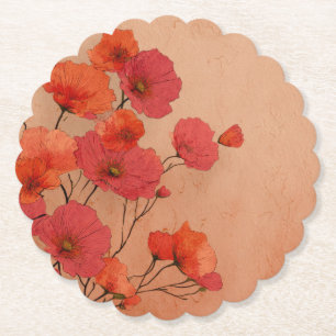 Porta-copo De Papel Papoulas vermelhas lindas vintage