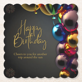 Porta-copo De Papel Parabéns de Aniversário Metálicos