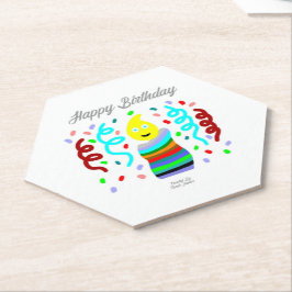 Porta-copo De Papel Parabéns Vela Saudação Hexágono Papel Coaster