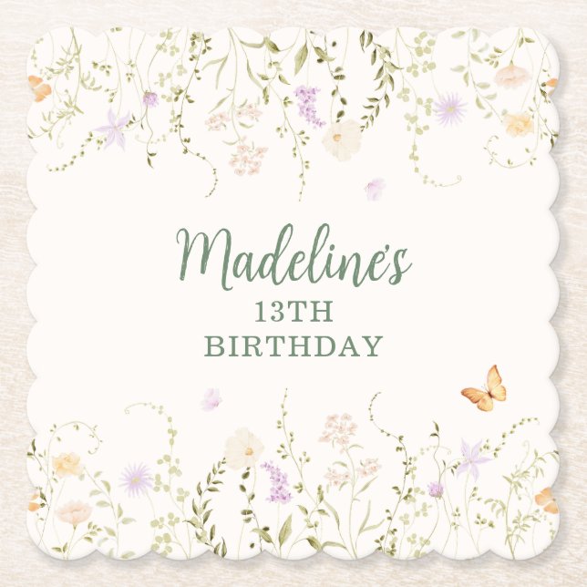 Porta-copo De Papel Parceiro Floral Whimsic Aniversário (Frente)