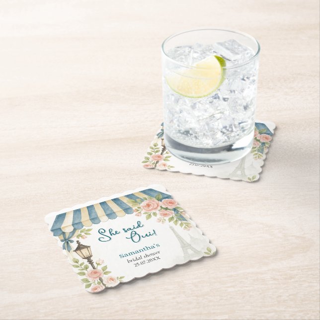 Porta-copo De Papel Paris Café Ela Disse Oui Chá de panela (Insitu)