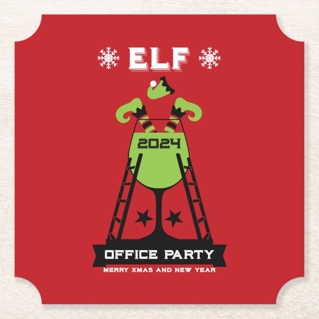 Porta-copo De Papel Partido Elf Xmas (Frente)