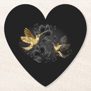 Porta-copo De Papel Pássaro Humino Negro e Dourado