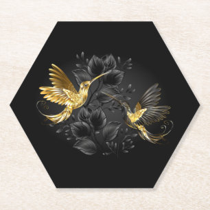 Porta-copo De Papel Pássaro Humino Negro e Dourado