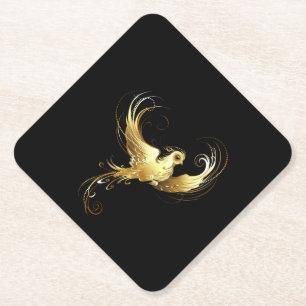 Porta-copo De Papel Pássaro ouro sobre fundo preto