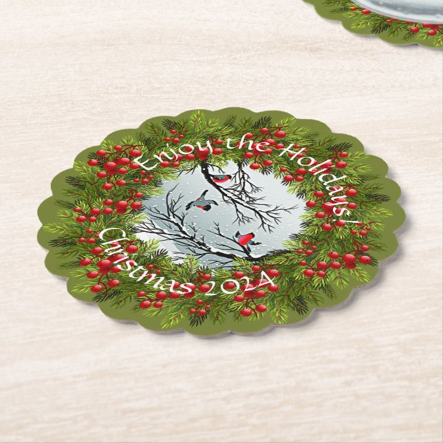 Porta-copo De Papel Pássaros Personalizados Em Pinheiros Agulhas De Ne (Angular)