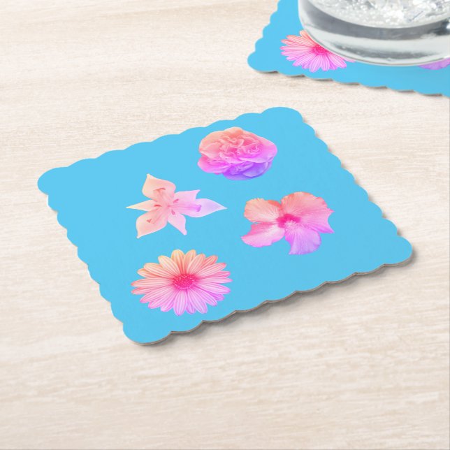 Porta-copo De Papel Pastel Bouquet Paper Coaster (Angular)