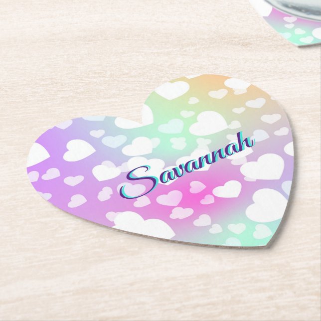 Porta-copo De Papel Pastel Falling Hearts Personalizado (Angular)