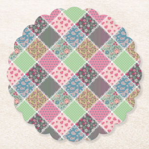 Porta-copo De Papel Pastel Floral Quilt Squares