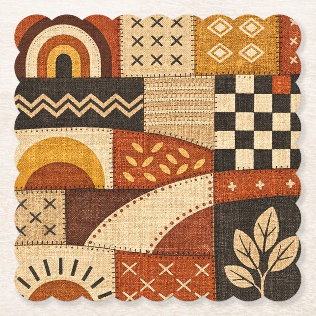 Porta-copo De Papel Patchwork Moderno Aconchegante (Frente)