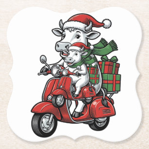 Porta-copo De Papel Patinete de Cavalgar Vaca de Natal Engraçado Desig